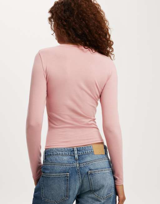 Cotton On – All Day – Langärmliges Shirt in Prärie-Rosa mit Rundhalsausschnitt  , 3 von 4