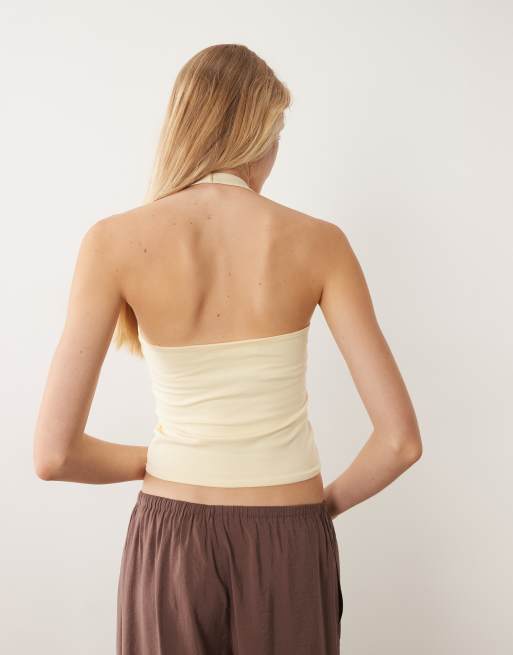 Cotton On – All Day – Ljusgul topp med halterneck och v-ringning, 3 av 4