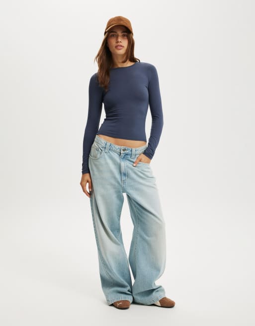 Cotton On – All Day – Marinblå topp med långa ärmar och rund halsringning , 4 av 4