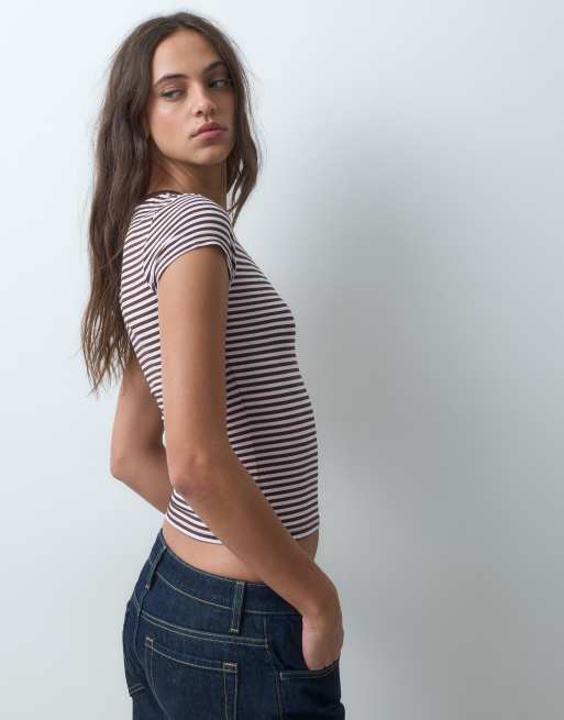 Cotton On - All Day - T-shirt girocollo color noce madi a righe, 4 di 5
