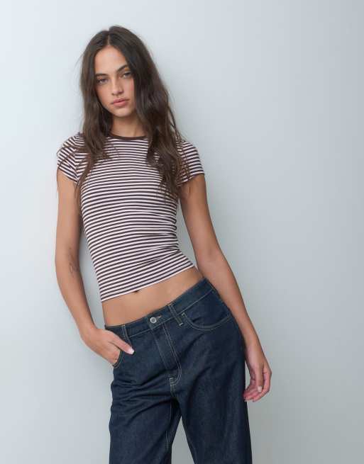 Cotton On all day T-shirt med rund hals i madi walnut-stribe, 5 af 5