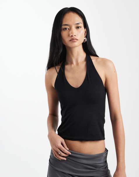 Cotton On - All Day - Top met V-hals en halternek in zwart - view 1