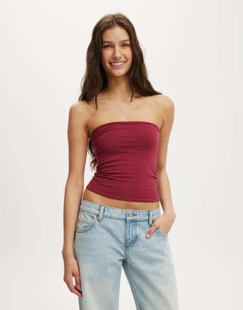 Cotton On All day tube top in burgundy - view 1