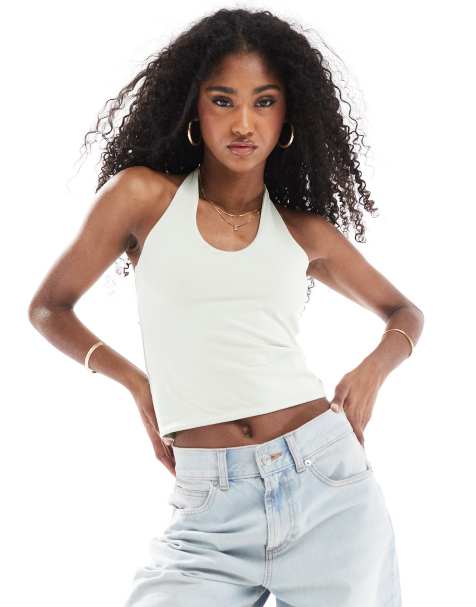 Cotton On All day v neck halter in green - view 1