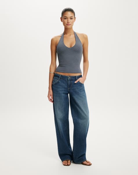 Cotton On All day v neck stripe halter in multi