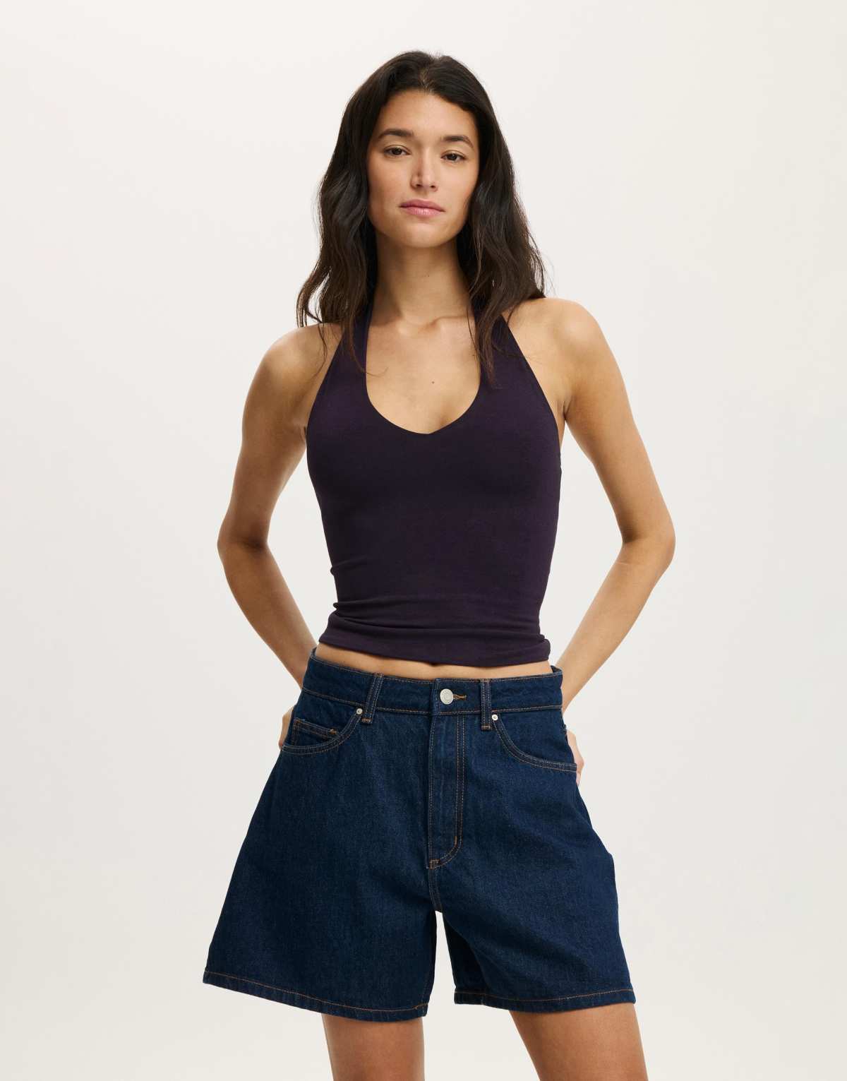 Cotton On All day v neck halter in purple