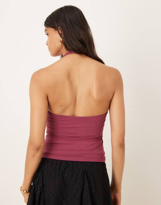Cotton On All day v neck halter in rich plum , 3 of 4