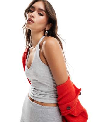 Cotton:on Cotton On All Day V Neck Halter Tank Top In Gray