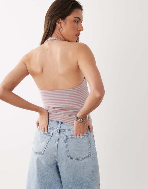 Cotton On all day v-neck halter top in madi stripe, 4 of 4