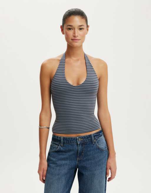 Cotton On All day v neck stripe halter in multi, 4 of 4