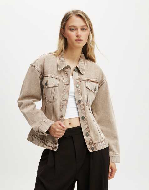 Cotton On Alva cinched denim jacket in beige - view 1