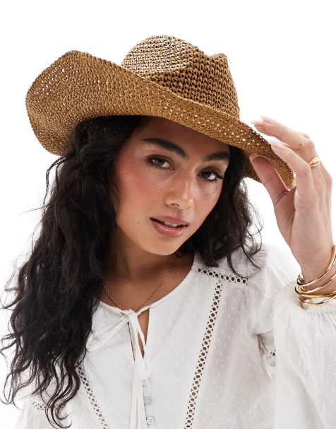 Cotton On Amber raffia cowboy hat in natural - view 1