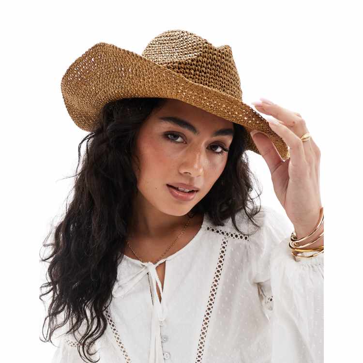 Cotton On amber raffia cowboy hat in natural ASOS