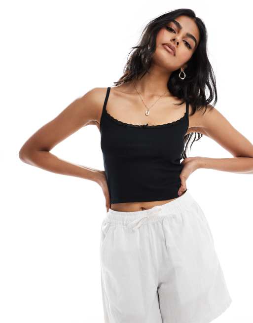 Cotton On annabelle rosette cami in black