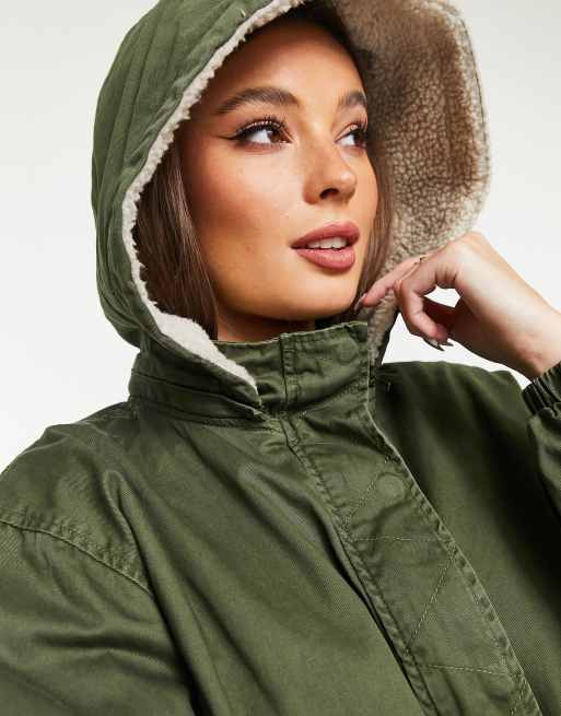 Green hooded shop anorak jacket