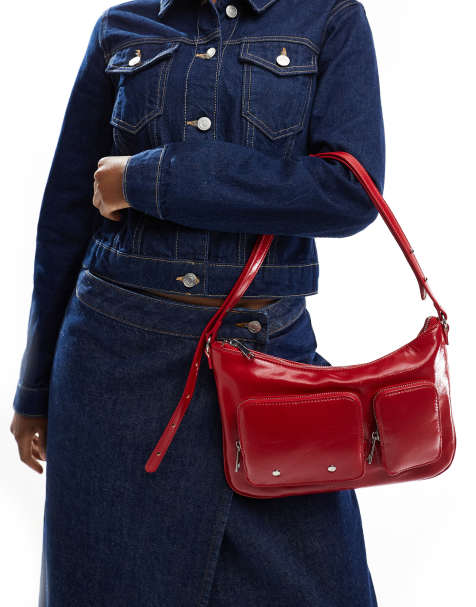 Cotton On aries shoulder bag in red PU - view 1
