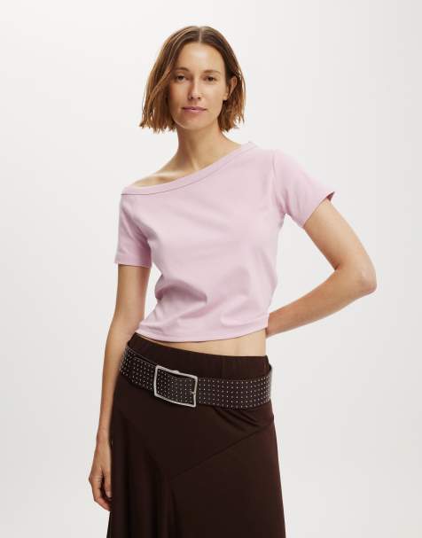 Cotton On Arlie asymmetric short sleeve in purple - PURPLE - view 1