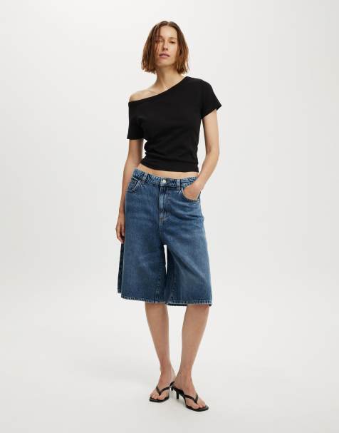 Cotton On - Arlie - Asymmetrische top met korte mouwen in zwart - view 1