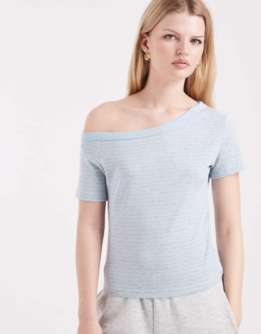 Cotton On - Arlie - Top asimmetrico a maniche corte color prugna mélange
