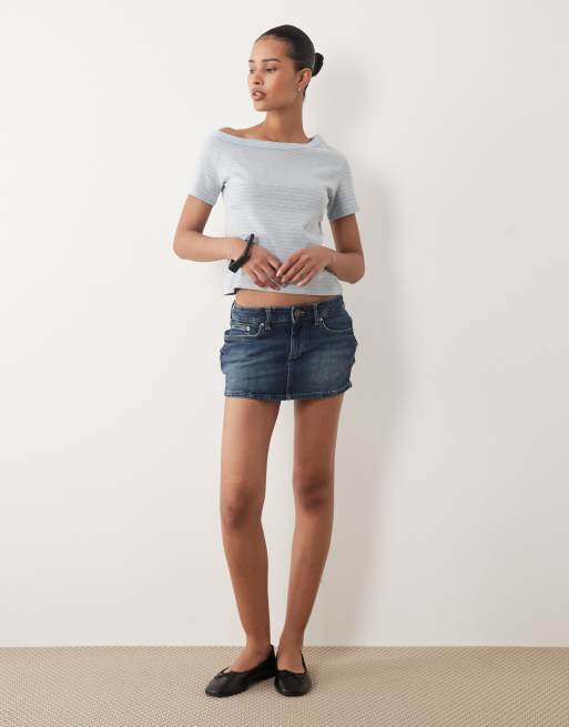 Cotton On - Arlie - Top asimmetrico a maniche corte color prugna mélange, 2 di 4