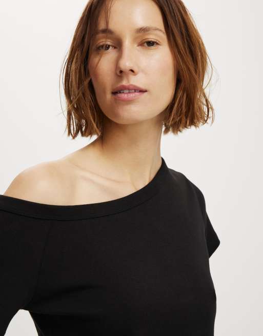 Cotton On - Arlie - Top asymétrique à manches courtes - Noir, 3 de 4