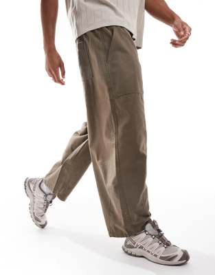 【BAON】[unisex] Menconi Brown Balloon Wide Cotton Pants Women's Cotton Balloon Pants in brown - sizes Small to Large