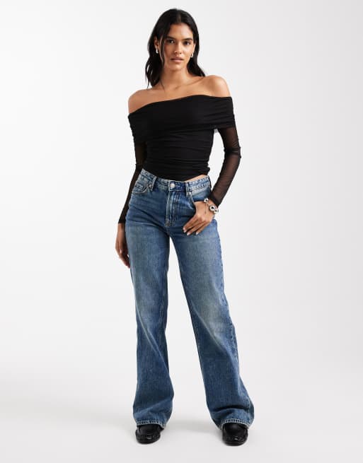 Cotton On – Ashley – Czarny siateczkowy top z odsłoniętymi ramionami, 3 z 4