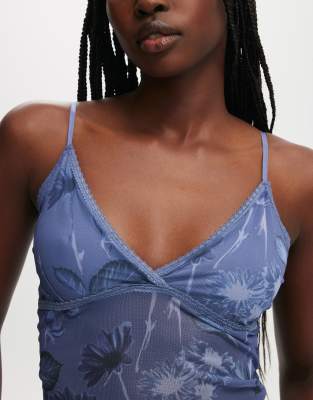 Cotton On Ashley mesh cami in blue 
