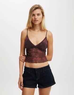 Cotton On Ashley mesh cami in burgundy - view 1
