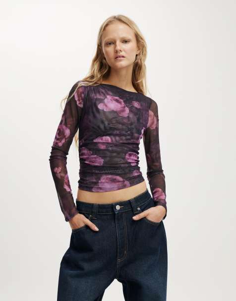 Cotton On Ashley mesh long sleeve top in multi - MULTI - view 1