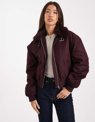 Cotton ON - Astro - Bomber à col - Prune noble-Rouge