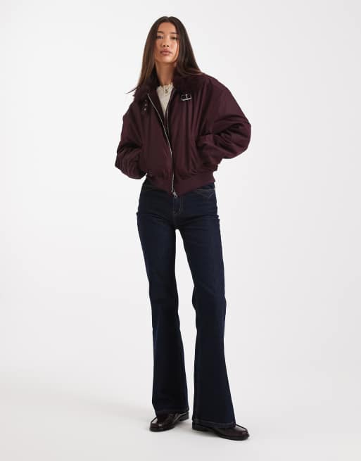 Cotton On astro collared bomber jacket in noble plum, 3 of 4