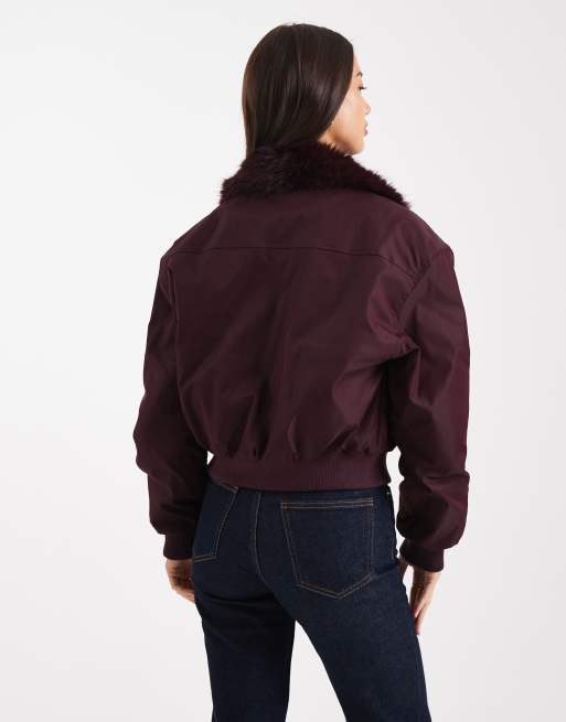 Cotton On astro collared bomber jacket in noble plum, 4 of 4