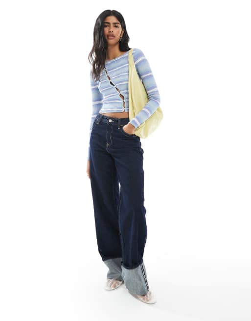 Cotton On asymmetric cardigan in blue space dye | ASOS