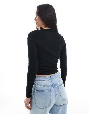 Cotton On Asymmetric Ruched Knit Top In Black