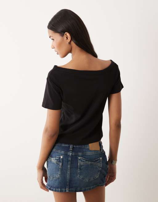 Cotton On asymmetric short sleeve tee in black, 3 of 4