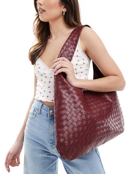 Cotton On Ava tote bag in deep berry - view 1