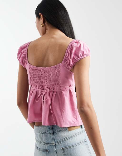 Cotton On - Babydoll blouse met gestrikte achterkant in lavendel, 4 van 4