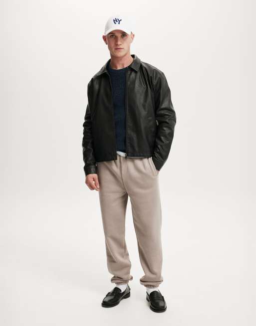 Cotton On Baggy cuffed track pant in beige - BEIGE