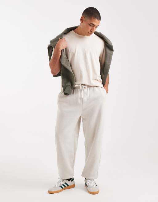 Cotton On baggy cuffed track sweatpants in bone