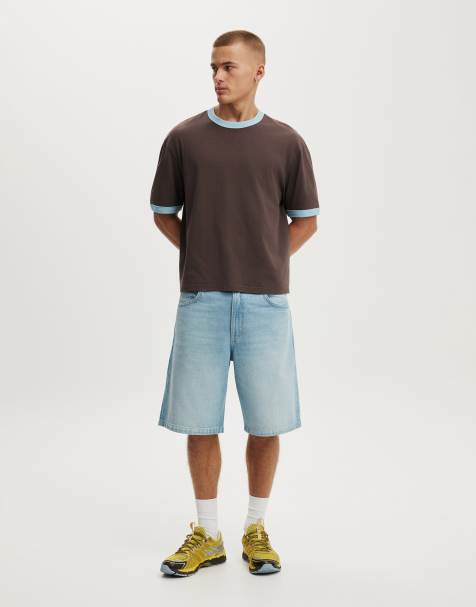 Cotton On Baggy denim short in mid blue - view 1