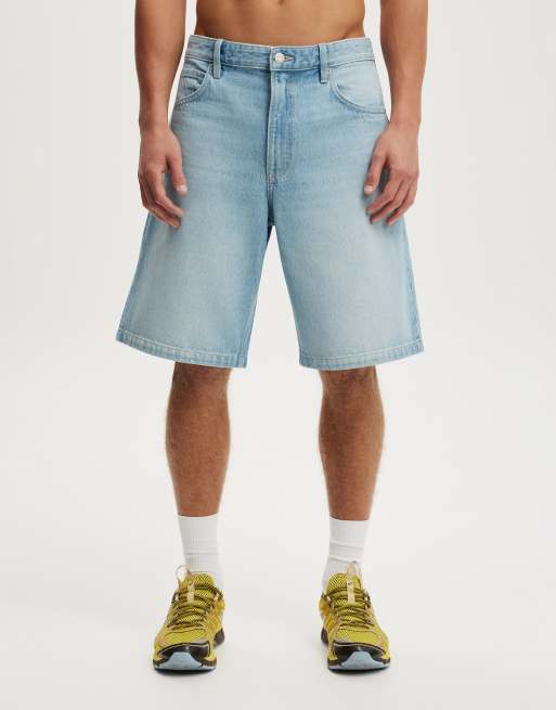 Cotton On Baggy denim short in mid blue, 4 of 4