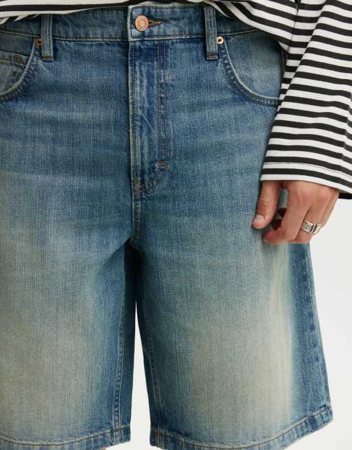 Cotton On Baggy denim short in mid blue, 3 of 4