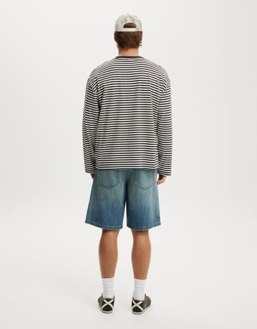 Cotton On Baggy denim short in mid blue, 4 of 4