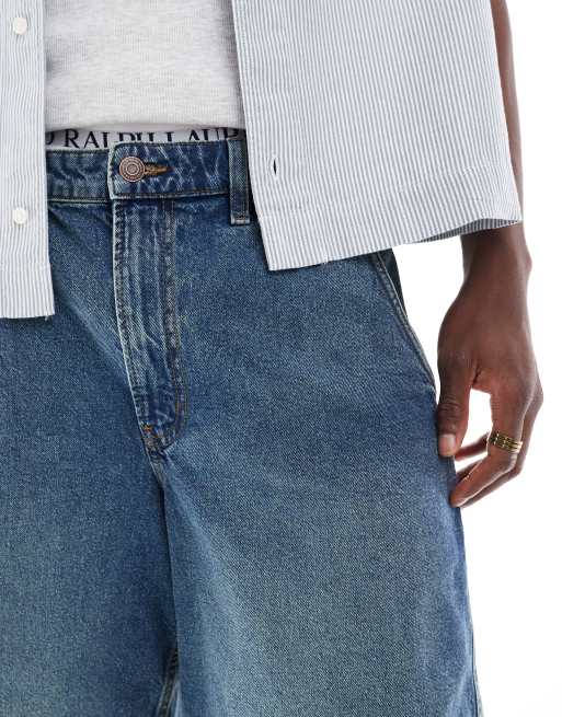 Cotton On baggy denim shorts in tinted green wash, 3 of 5
