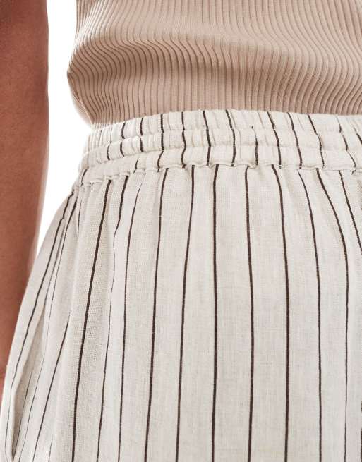 Cotton On baggy fit linen pants in oatmeal stripe, 5 of 5