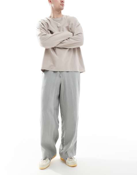 Cotton On baggy fit linen pants in washed military - view 1