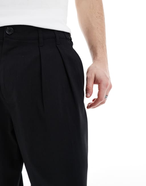 Cotton On baggy fit pleated trousers in black, 5 of 5