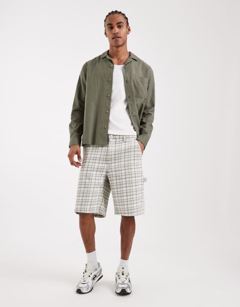 Cotton On - Baggy geruite utility short in stone - view 1