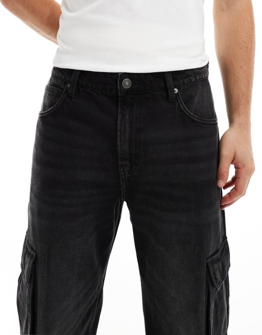 Cotton On baggy jeans in faded black denim with contrast stitch